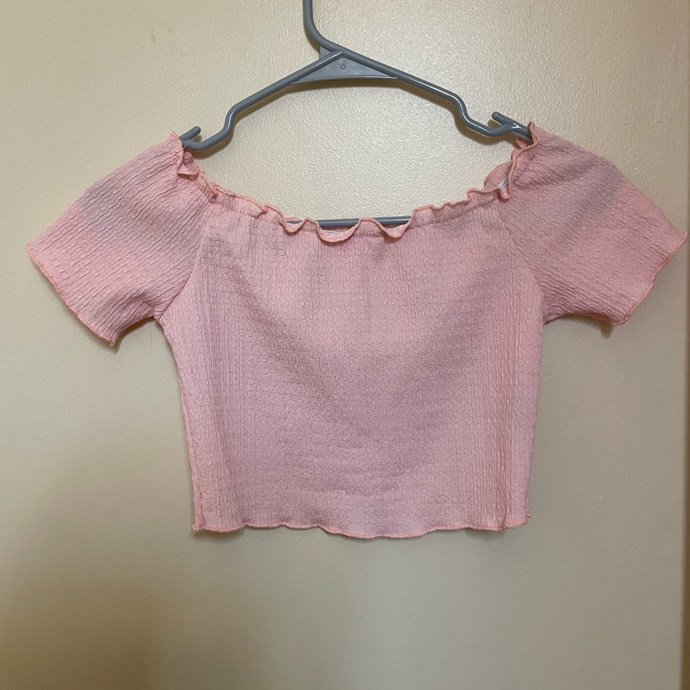 XS SHEIN Pink Off the Shoulder Shirt